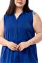 Plus Size Sleeveless Cobalt Blue Shirt with Pleated Detail on the Back - 5