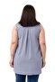 Plus Size Sleeveless Gray Shirt with Pleated Detail on the Back - 3