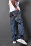 Men's Blue Tumbled Effect Ripped Detail Baggy Trousers - 3