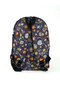 Unisex Black Patterned Backpack with Many Eyes - 3
