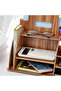 Wooden Desktop Organizer Pen Holder Stationary Storage Organizer For Home Office School 101-CW - 2