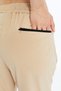 Women's Beige Loose Fit Summer Jogger Sweatpants with Elastic Legs, Parachute Fabric Trousers, Hidden Zipper Pocket - 8
