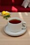 6-Person Porcelain Coffee Cup White Striped Model - 4