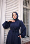 Balloon sleeve with buttons and belt medine silk ferace - 2