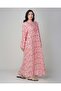 Ladies Colourful Printed Jalabiya – Red Full-Sleeve with Embroidery Detailing on Neck - 5