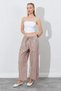 Women's Mink Casual Cut Pants with Elastic Waist and Hidden Pocket Detail - 4