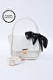 White Shk235 Faux Leather Single Compartment Handbag and Shoulder Bag with Scarf Gift