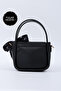 Black Shk235 Faux Leather Single Compartment Handbag and Shoulder Bag with Scarf Gift - 3