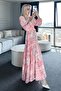 Patterned Hijab Dress Salmon 520-1 - 4