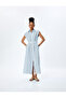 Viscose fabric pocket belted sleeveless maxi striped shirt dress. - 2