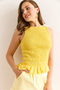 Women's Yellow Gipeli Crew Neck Cotton Blouse Blz-19003013 - 2