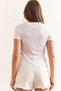 Women's White Heart Embroidered Crop Lycra Cotton T-Shirt Tsh-19000918 - 2