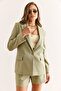Women's Khaki Lined Linen Look Blazer Jacket Ckt-19000444 - 3
