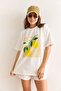 Women's Ecru Lemon Printed Comfortable Fit T-Shirt Tsh-19000927 - 3