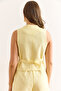 Women's Yellow Lined Linen Vest Ylk-19000062 - 7
