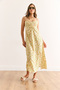 Women's Ecru Orange Strap Adjustable Front Gathered Woven Viscose Dress Elb-19002438 - 3