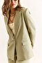 Women's Khaki Lined Linen Look Blazer Jacket Ckt-19000444