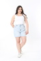 Women's Plus Size Blue Ripped Detailed 5-Pocket Denim Shorts 65N38920 - 4