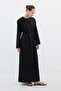 Lyocell Black Linen Dress with Cape Detail - 3