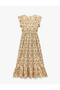 Butterfly sleeve, patterned, V neck, layered maxi dress. - 4