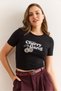 Women's Black Leopard Cherry Detailed Lycra Cotton T-Shirt Tsh-19000922 - 3