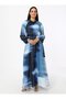 Gradient Patterned Chiffon Hijab Dress - Blue - Refka