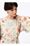 Floral Patterned Chiffon Hijab Dress - Orange - Refka - 6