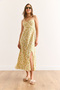 Women's Ecru Orange Strap Adjustable Front Gathered Woven Viscose Dress Elb-19002438 - 2