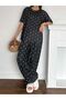 Women's Short Sleeve Pajama Set Smoked Mini White Bow