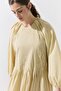 Ribbed Cotton Voile Butter Yellow Dress - 7