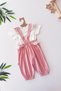 My Little Girl's Rose Patterned Ruffle Strap Baby Girl Shorts Jumpsuit Set of 2 - Dusty Rose - 2