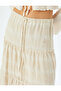Linen blend layered textured lining high rise midi skirt. - 5