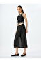 High rise tie detail midi skirt. - 2