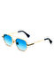 Geometric Design Metal Gold Frame Blue Glass Unisex Sunglasses