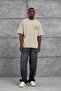 Men's T-Shirt Born to Stand Out Cream Oversize Printed Crew Neck Thick Cotton Fabric - 5