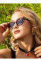 Geometric Design Grey Bone Frame Purple Glass Women Sunglasses Ce Certificated Uv400 Protection