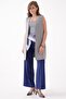 Gray Women's V-Neck Agraf Closure Comfortable Cut Pocketed Woven Long Vest - 3