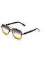 Rectangle Design Black Frame Double Color Glass(Yellow-Black) Glass Unisex Sunglasses