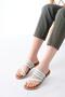 169-160 White Braided Orthopedic Sole Flip Flops Genuine Leather Women's Slippers - 2