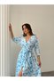 Double-breasted Collar Floral Patterned Belted Dress - 2