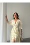 Double-breasted Collar Floral Patterned Belted Dress - 3