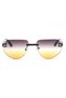 Geometric Design Double Color(Yellow-Black Cutout Glass Black Handle Women's Sunglasses - 2
