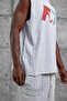 Men's T-Shirt Washed F Athlete Gray Oversize Printed Crew Neck Thick Cotton Fabric - 3