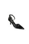 Yazkiş Women's Black Patent Leather Pointed Toe 7cm Thin Heel Closed Back Open Side Stiletto Shoes