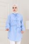 Cepken Detailed Tie-Up Linen Tunic-Baby Blue - 4