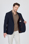 Sandeo Men's Navy Blue Unlined Soft Diagonal Patterned Stretch Fabric Lycra Sports Blazer Jacket - 6