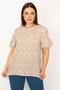 Women's Large Size Colorful Balloon Sleeve Flower Patterned Blouse 65n33287 - 7