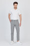 Ecmio Men's Gray Plaid Linen Look Thin Spring-Summer Slim Fit Pantalon - 4