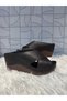 Brn 1035 Women's Black Genuine Leather Cross Band Detail Comford Wedge Heel Daily Orthopedic Slippers - 6