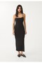 Body Fitting Straight Cut Slim Strap Black Dress Suitable for Daily and Night